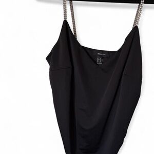 Black Bodysuit with Rhinestone Straps